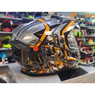 Шлем мотард AiM JK802S Orange Grey Black - миниатюра 7