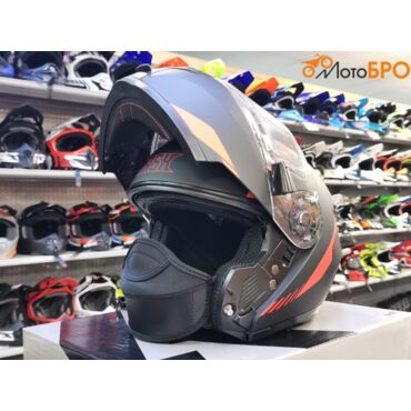 Шлем модуляр RSX Spark (HS 159) Winter, черно красный матовый, очки желтые - миниатюра 7