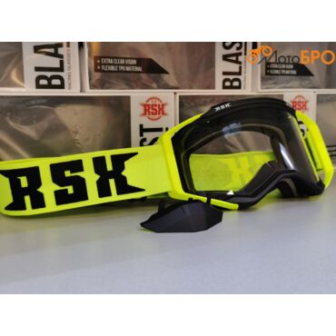 Очки кроссовые RSX Blast, черно зеленые, прозрачная линза - миниатюра 5