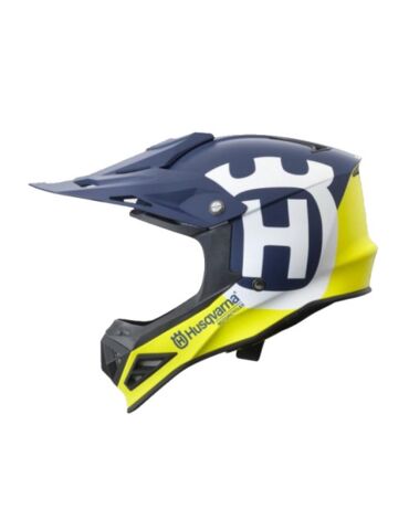 Шлем кроссовый детский Husqvarna Kids Railed Helmet, white blue yellow (L, Детская Кросс эндуро)