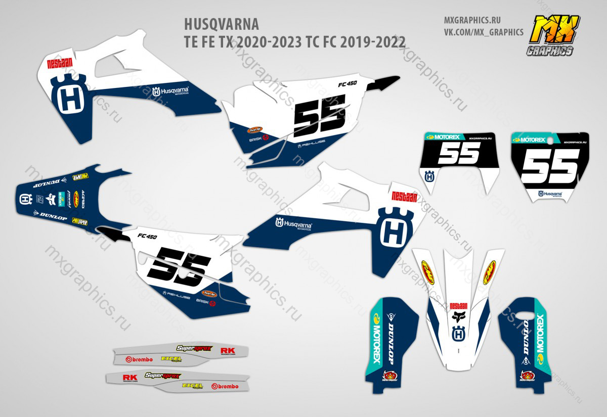 Наклейки на эндуро и кроссовые мотоциклы Husqvarna TE FE TX 2020-2023 TC FC 2019-2022. Серия FACTORY Racing
