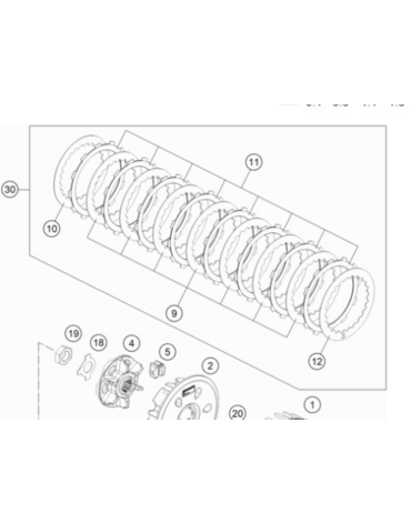 Комплект сцепления KTM OEM 79532010033 EXC F 350 450 2018+, 250 2021+