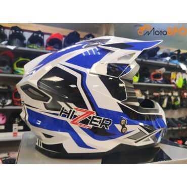 Шлем кроссовый HIZER J6801 white blue - миниатюра 6