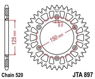 Звезда ведомая алюминиевая JTA897.52ORG