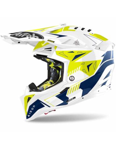 Шлем AIROH AVIATOR 3 Spin, Желтый Синий (Глянцевый)