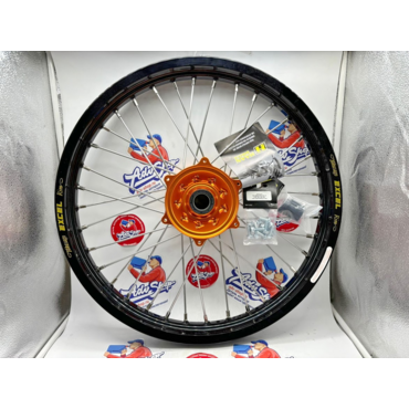 Haan Wheels Black Rim Orange Hub with tubeless kit Колесо переднее  KTM 1190 1290 Front R21 2,15 черный обод оранжевая ступица. - миниатюра 3