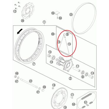 Спица переднего колеса 14'' KTM65, правая, original - миниатюра 1