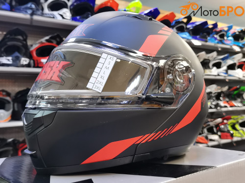 Шлем модуляр RSX Spark (HS 159) Winter, черно красный матовый, очки желтые - фото 8