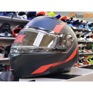 Шлем модуляр RSX Spark (HS 159) Winter, черно красный матовый, очки желтые - миниатюра 8