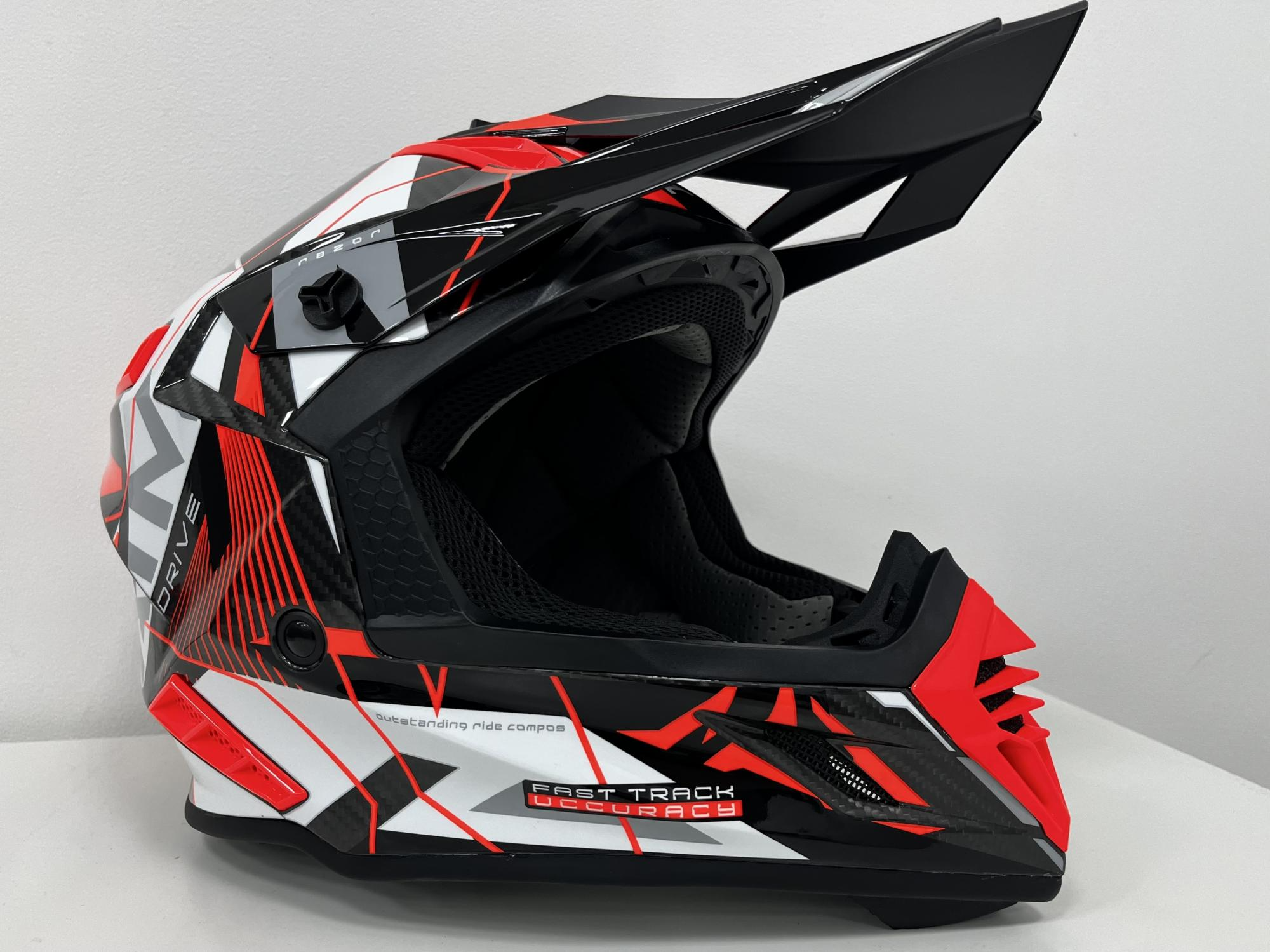 Шлем кроссовый Карбоновый AIM RH855 Carbon Razor White Red(чз) - фото 2