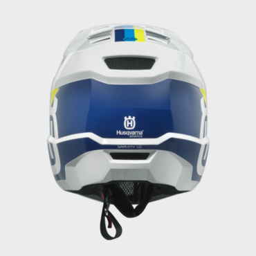 Шлем кроссовый детский Husqvarna Kids Gravity Edrive, white blue yellow (L, Детская Кросс эндуро) - миниатюра 2