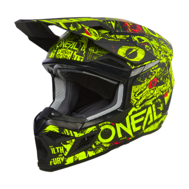 Oneal Шлем кроссовый детский 3Series Attack Youth V24 черный желтый - миниатюра 6