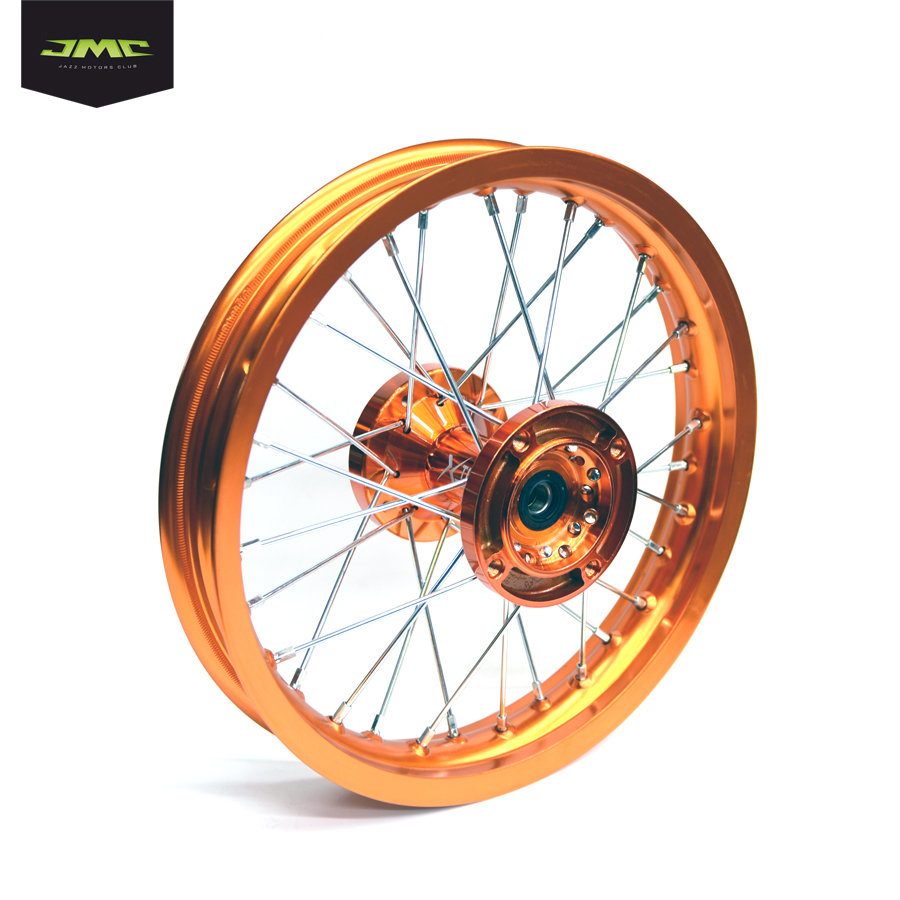 Обод 14" задний алюминий+CNC ступица (1,85 R14 d=15mm) оранжевый X TECH