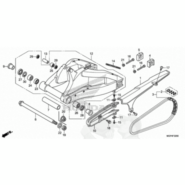 HONDA пыльник заднего амортизатора 17*24*5 XRV750 XL600 XL650 XL700 XL1000 XR250 BAJA XR400 ( 91262KV3831 ) - миниатюра 3