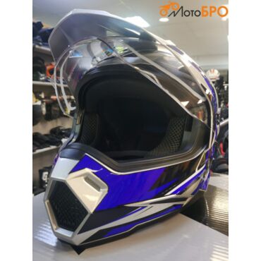 Шлем кроссовый AiM JK802S Blue Grey Black - миниатюра 6