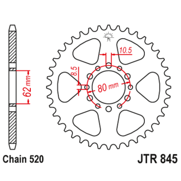 Звезда ведомая JTR845 47 - миниатюра 1