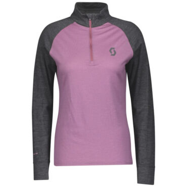 Scott Термокофта женская  Zip Defined Merino dark grey melange cassis pink - миниатюра 4