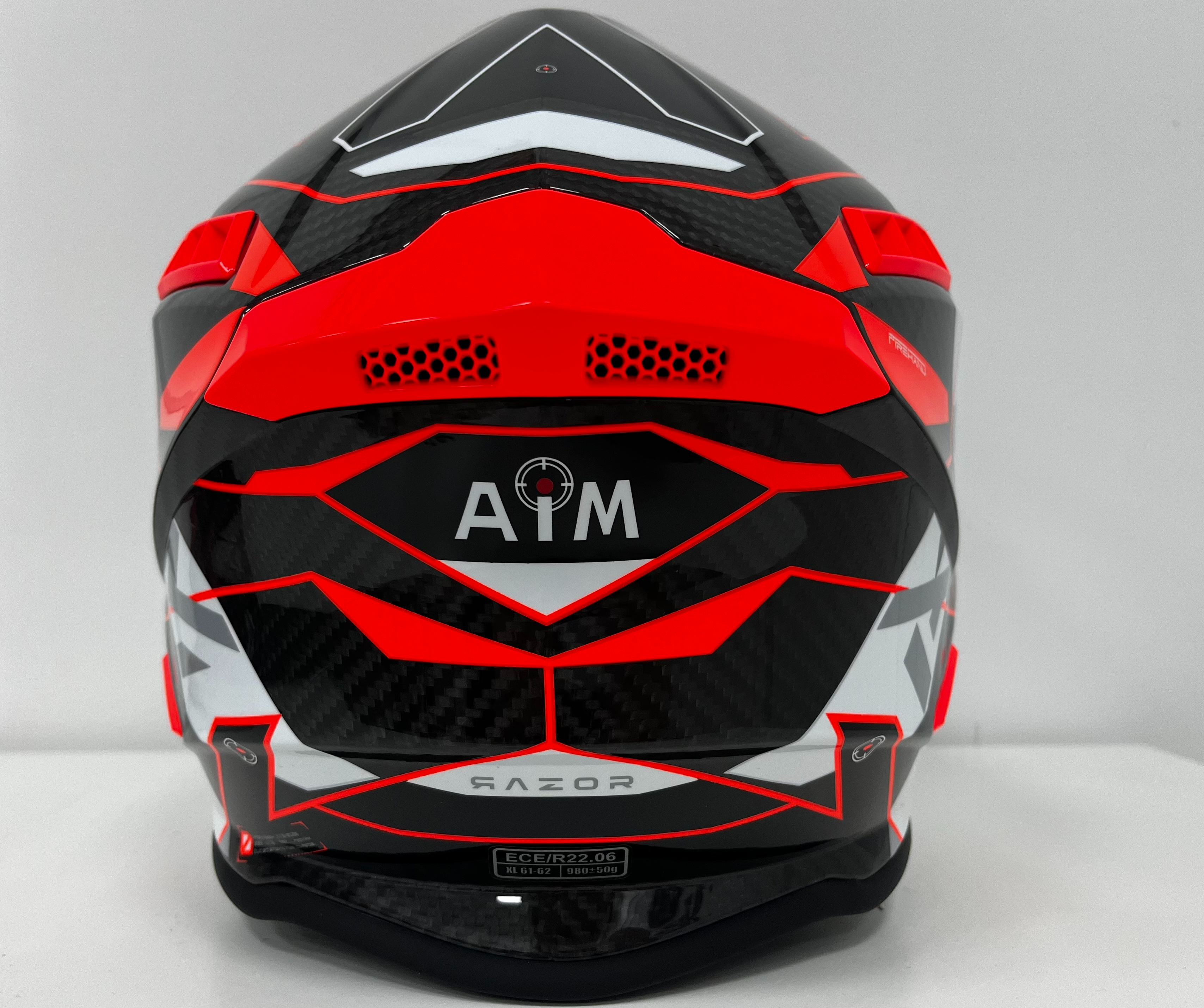 Шлем кроссовый Карбоновый AIM RH855 Carbon Razor White Red(чз) - фото 3