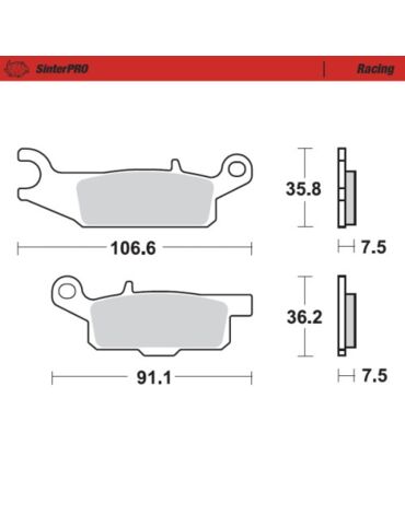 Колодки тормозные передние на правое колесо  (Racing) Yamaha YFM250 700