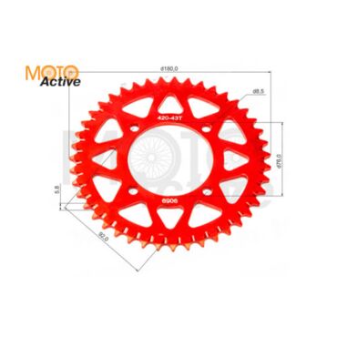 Венец, звезда ведомая (420 43) X TECH PIT BIKE 125 190 4х90х76 алюминиевая с самоочисткой - миниатюра 1