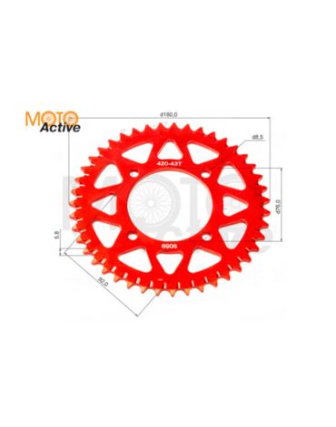 Венец, звезда ведомая (420 43) X TECH PIT BIKE 125 190 4х90х76 алюминиевая с самоочисткой