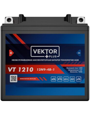 АКБ VEKTOR VT 1210 EB9A 4 YTB9, 12N9 4B 1 (135 x 75 x 139) 9Ач (CT1210)
