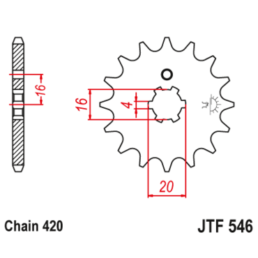 Звезда ведущая 15 зубов Kawasaki KX65 00 20 / KX85 01 20 (420 цепь) JT - миниатюра 1