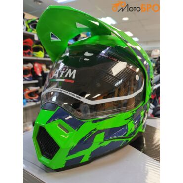 Шлем детский мотард AiM JK802Y Green Blue - миниатюра 8