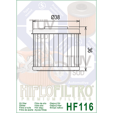 Hi FLO HF 116 маслянный фильтр CRF450 - миниатюра 2