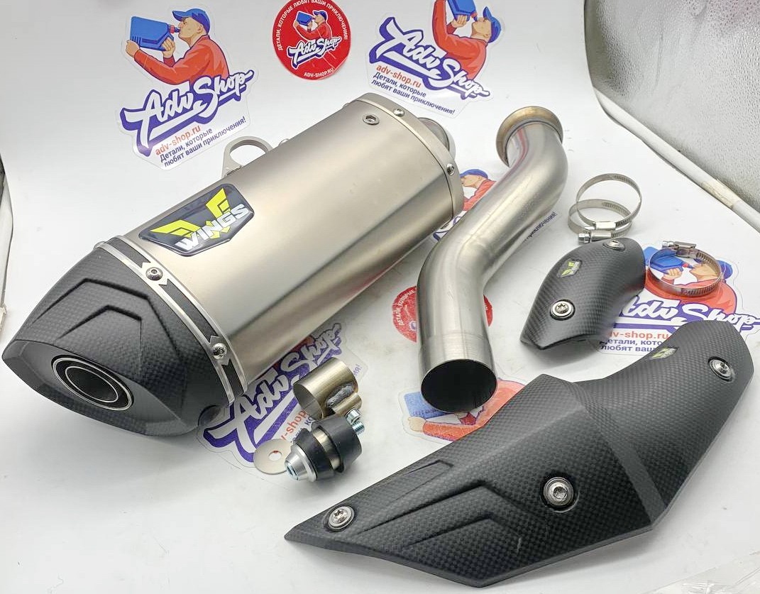 Wings Titanium Mufflers прямоточный титановый выхлоп (silver) HQV 901 NORDEN 22 24 ( 790 890 ADV R 19 24 ) - фото 7