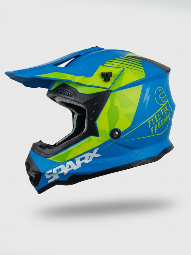 Шлем эндуро SPARX Jet Turbo (WS-905) (сине-зеленый матовый люминесцентный, YS)
