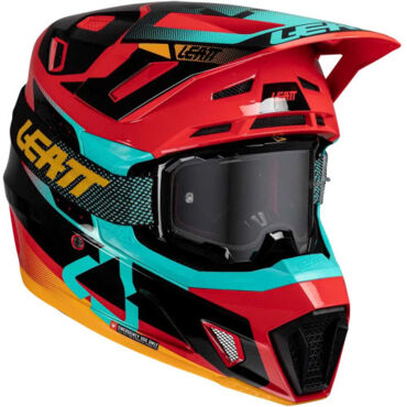 Шлем кроссовый Leatt 7.5 V25 red с очками - миниатюра 5