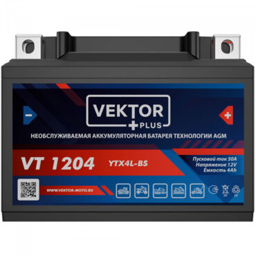 АКБ VEKTOR VT 1204 YTX4L (113 x 70 x 85) 4Ач (CT1204) - миниатюра 1