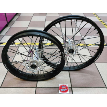 AdvProWheel комплект колес R21*1,6 + R18*2,15 ( фрезерованные ступицы / черные обода / спицы зебра ) EXC EXCF 17-> TE FE 17-> - миниатюра 9