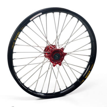 Колесо переднее Haan Wheels под мотоциклы Honda CR 125, 250 CRF 250, 450 95-> 21 1,60 с черным ободом и красной ступицей - миниатюра 1