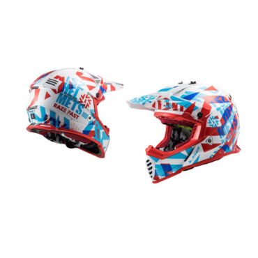 LS2 Шлем MX437 Fast Mini Funky Красно белый - миниатюра 4