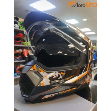 Шлем мотард AiM JK802S Orange Grey Black - миниатюра 9