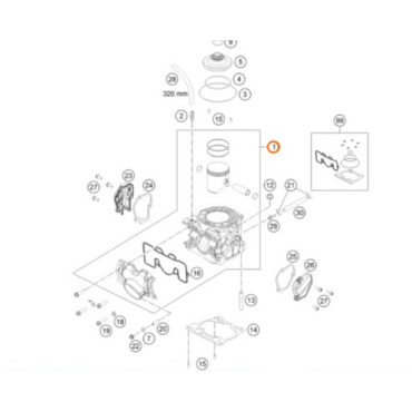 KTM Cylinder + Pistom cpl. 150 Enduro цилиндр + поршень 150 EXC XCW 20 23  ( 51730138200 / 51730138100 / 51730138000 ) - миниатюра 1