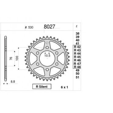 Звезда ведомая Ognibene 8027 R45 (JTR816.45) - миниатюра 1