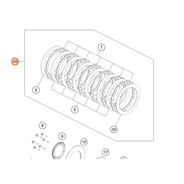 Комплект сцепления KTM OEM 79332010033 250 SX F 2019 2024 350 SX F 2019 2024 - миниатюра 1