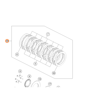 Комплект сцепления KTM OEM 79332010033 250 SX F 2019 2024 350 SX F 2019 2024