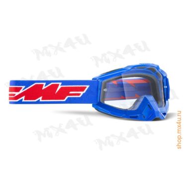 Детская маска кросс FMF Powerbomb Rocket синяя с прозрачной линзой - миниатюра 1
