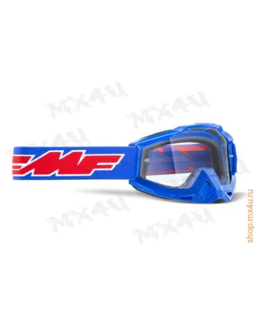 Детская маска кросс FMF Powerbomb Rocket синяя с прозрачной линзой