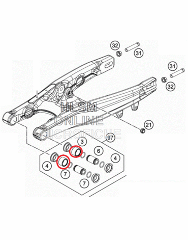 Подшипник маятника игольчатый KTM HQ50 65(c06) 20*26*16
