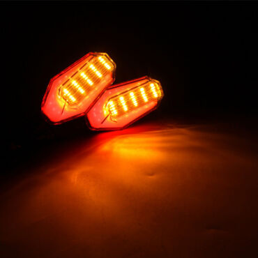 Поворотники LED с ДХО на мотоцикл черные - миниатюра 3