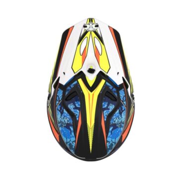 Desment Шлем кроссовый Raptor White Yellow Blue graphic - миниатюра 9