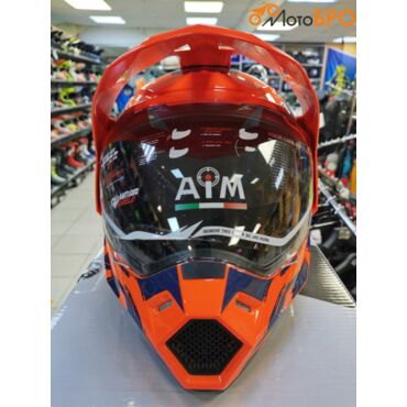 Шлем детский мотард AiM JK802Y Orange Blue - миниатюра 7