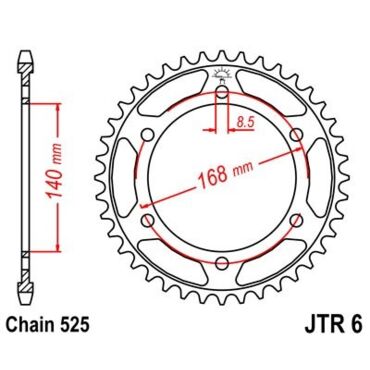 JTR 6 42 звезда ведомая стальная  42 зуба  ( болт 8.5mm ) BMW F800GS 08 09 - миниатюра 2