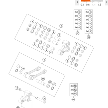 Ремкомплект прогрессии KTM OEM A46004080020 98 на схеме - миниатюра 1