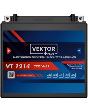 АКБ VEKTOR VT 1214 MX14 4 YTX14H BS, YTX14H, YTX14 BS, YTX14 (150 x 87 x 145) 12Ач (EPS1214)